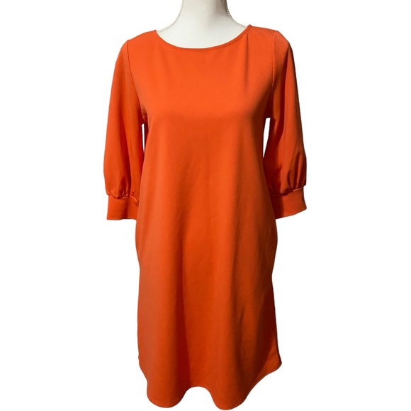 Aime Leon Dore Dresses & Skirts - AIME Orange Mini Dress 3/4 Length Sleeves Scoop Neck Round‎ Neck Contemporary